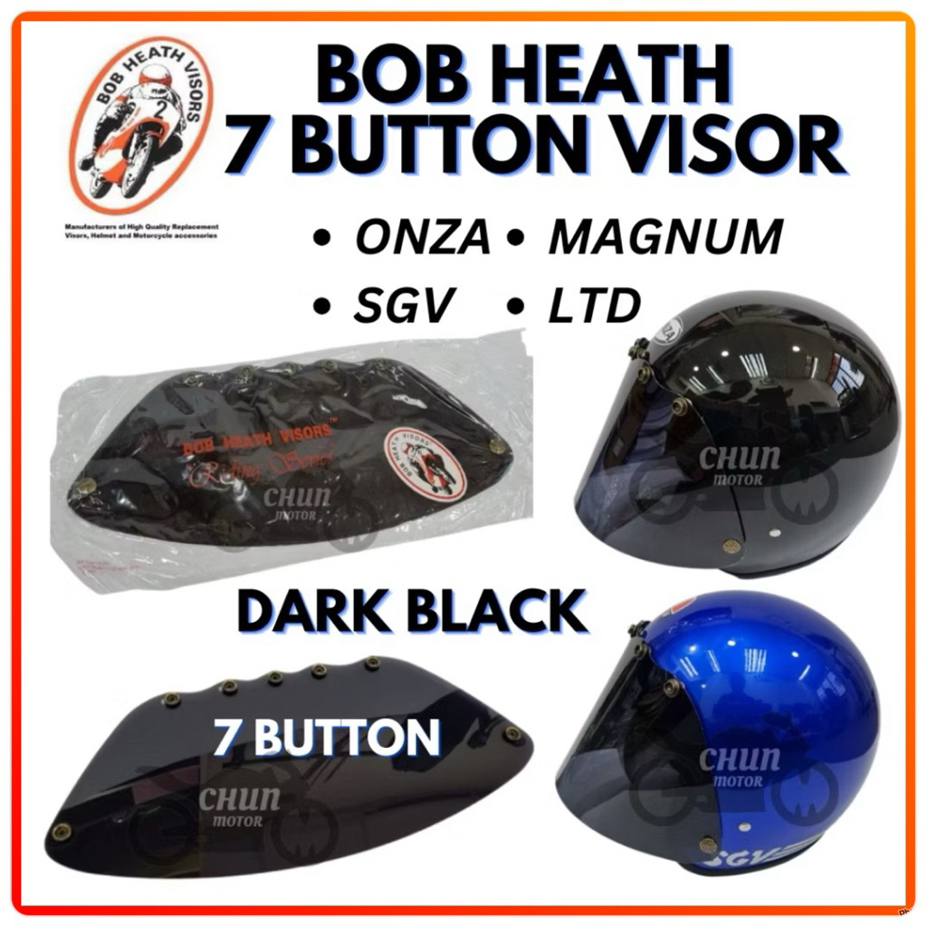 BOB HEATH VISOR 7 Button Visor Helmet Motorcycle 7 Butang SGV LTD ...