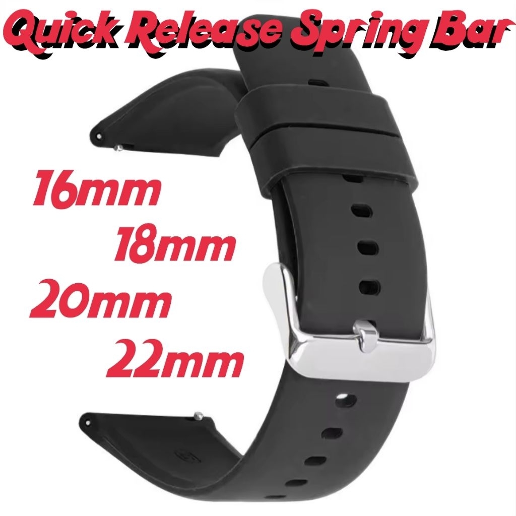 16mm 18mm 20mm 22mm Quick Release Spring Bar Soft Silicone Watch Strap ...