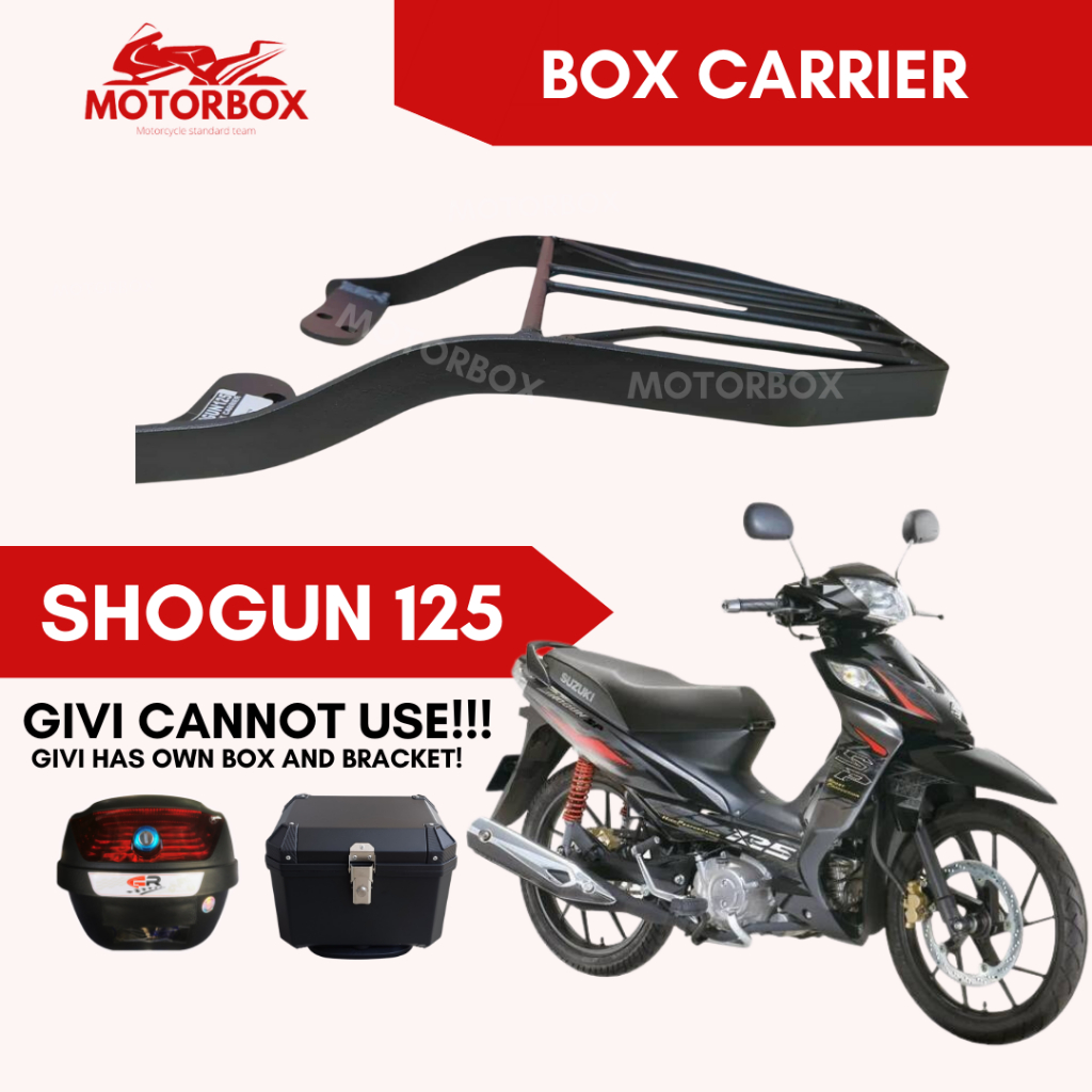 SHOGUN 125 REAR BOX MONORACK BOX CARRIER KAKI HEAVY DUTY PVC KOTAK BESI ...