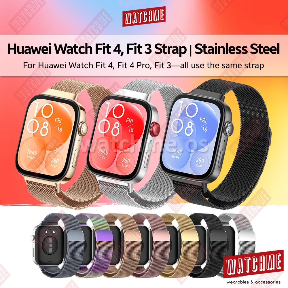 Huawei Watch Fit 3, Fit 4 Pro Strap, Stainless Steel Milan Loop Band ...