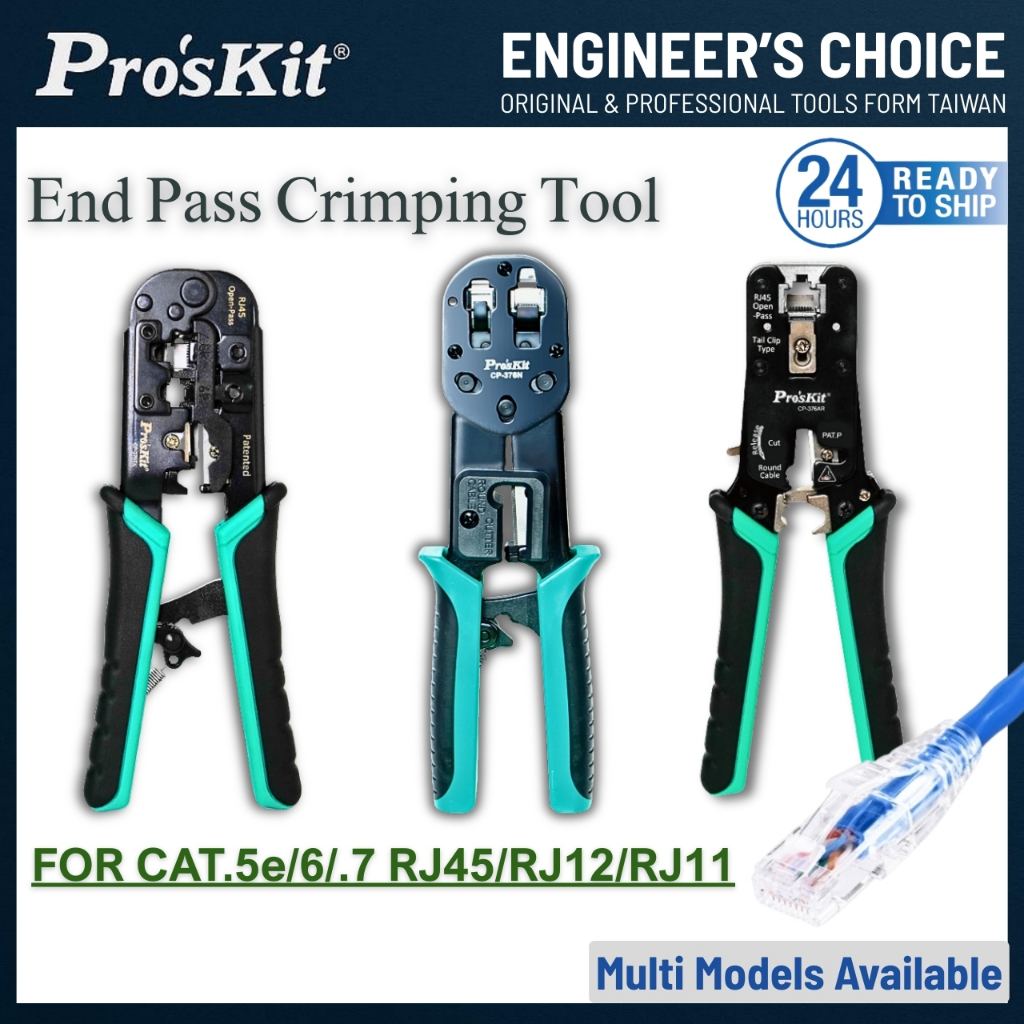 Pro’sKit CP-376AR / CP-376N Pass Through Modular Crimping Tool RJ45 ...