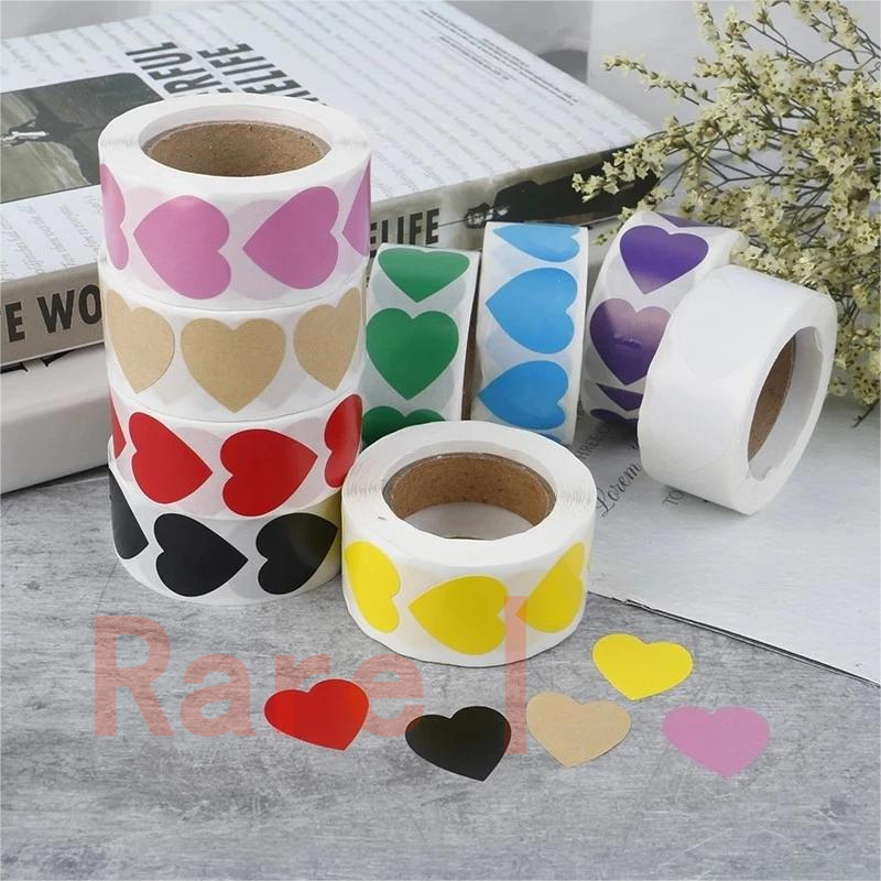 500 PCs/Roll Love Heart Shaped Label Sticker Scrapbooking Package Gift ...