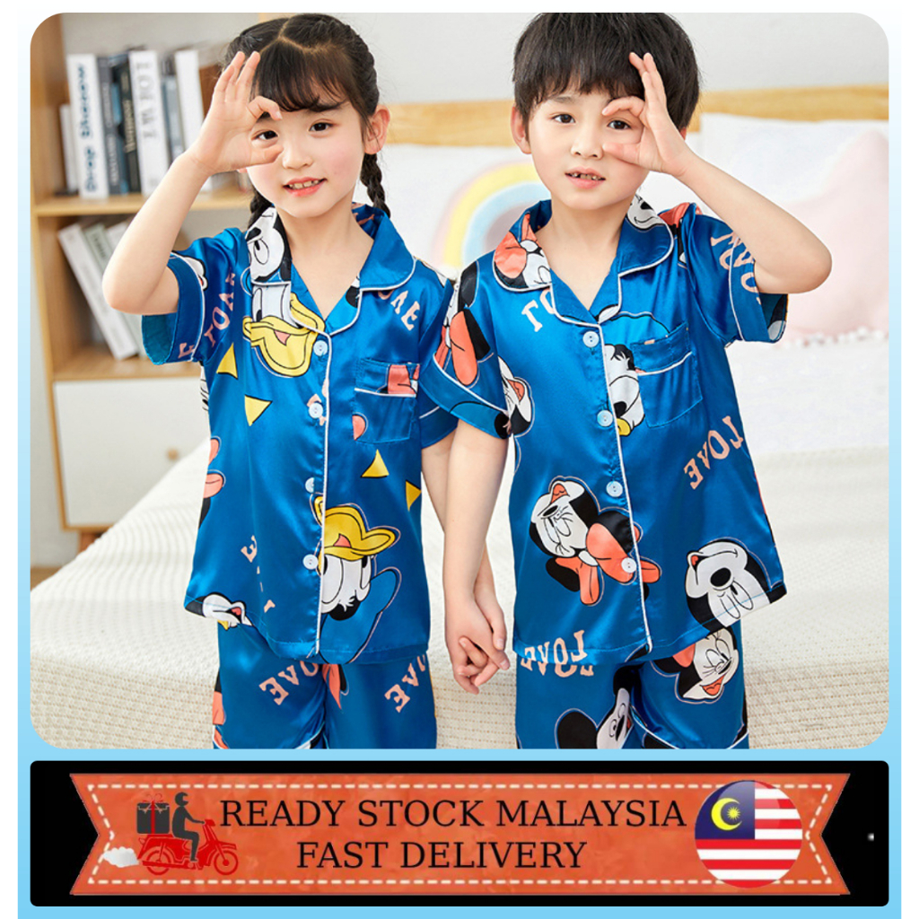 🐹 Ready Stock Malaysia 🐹 Kids Pyjamas Boy & Girls Satin Silk Baju Tidur ...