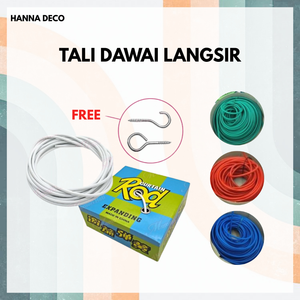 Tali Dawai Langsir Percuma Skru / Spring Curtain Rod (Curtain Wire ...