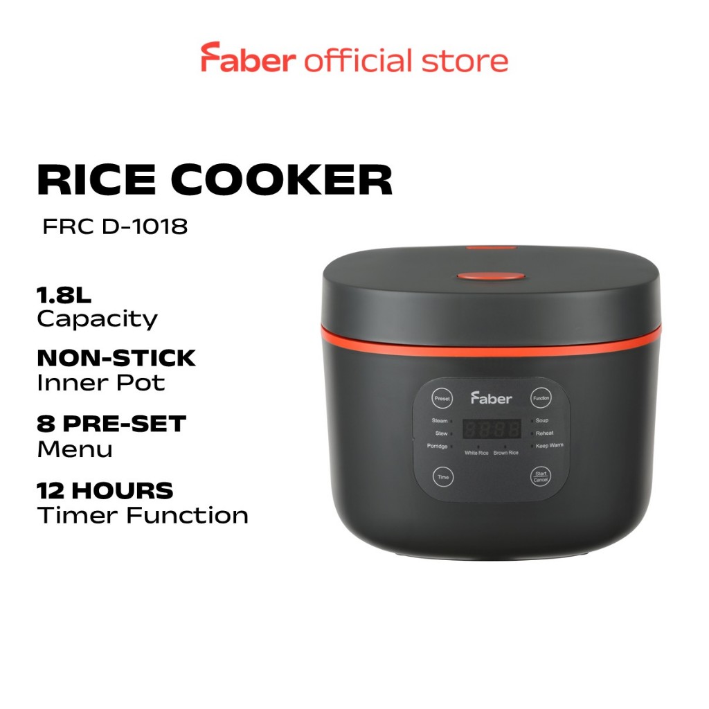 Faber Digital Rice Cooker 1.8L FRC D-1018 | 8 Cooking Functions | 24H ...