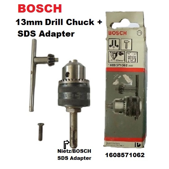 BOSCH 13MM DRILL CHUCK 1608571062 WITH SDS ADAPTER WITH SCREW KEYED ...