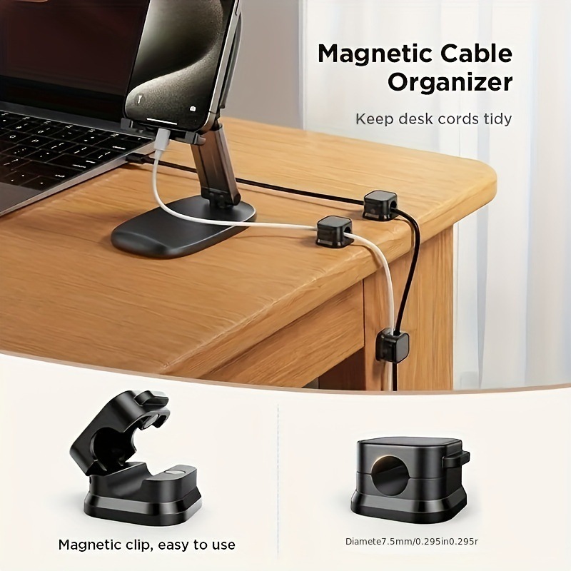 Magnetic Cable Clip Wire Organizer Wall Desktop Cord Management Self ...