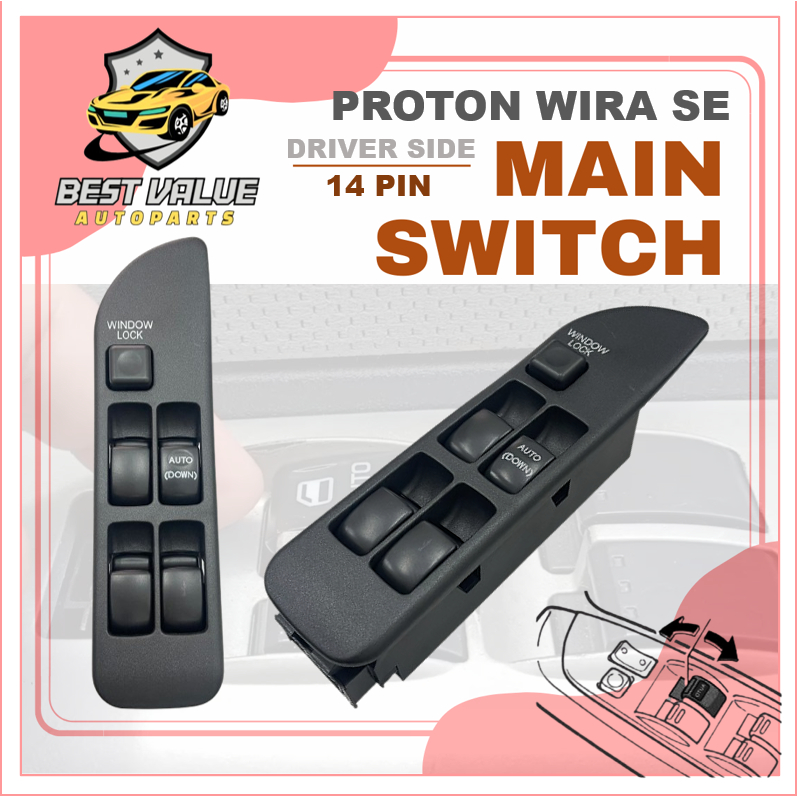 PROTON WIRA SE DRIVER WINDOW SWITCH PEMANDU SUIS TINGKAP POWER WINDOW ...