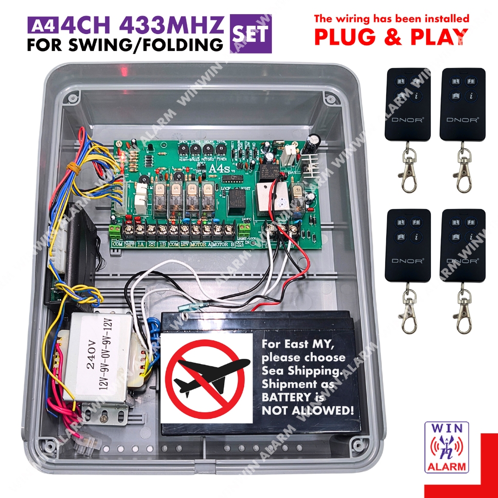 A4 433MHZ Control Panel Set with 4x Remote 4 Channel - for Arm Motor ...