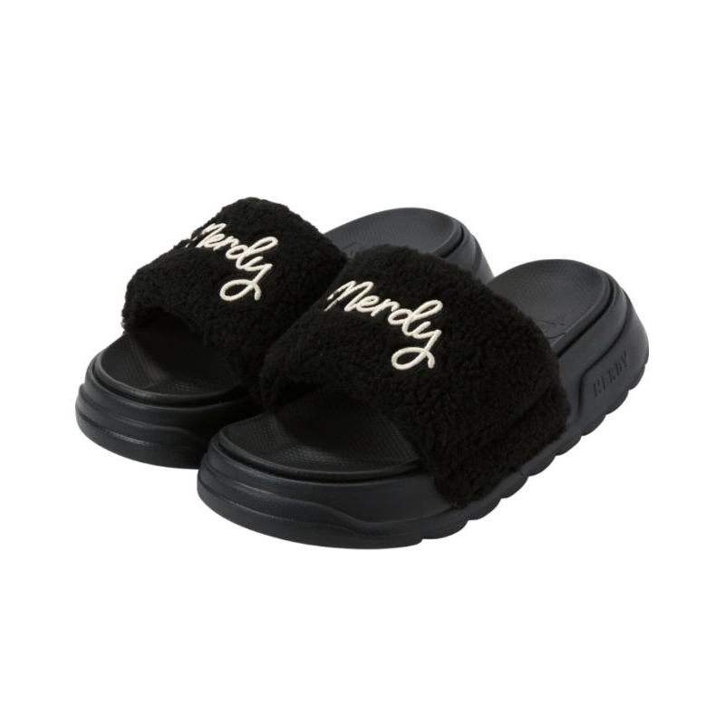 [ NERDY ]★24FW★韓国人気★LOVELY LETTER FLEECE SLIDES NERDY ]☆24FW☆韓国人気☆LOVELY LETTER FLEECE SLIDES (NERDY