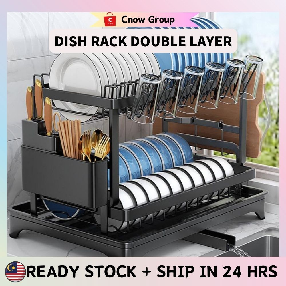 Dish Rack Two layer Multi-Functional Kitchen Organizer Bowl Plate ...