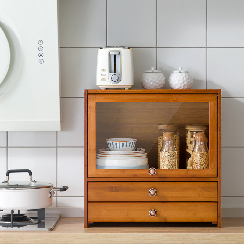 Kitchen Wooden Drawer Locker with Door Desktop Multi-Functional Kitchen ...