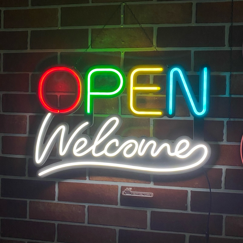 Open Welcome Colorful Led Neon Sign Adjustable Brightness for Bars ...