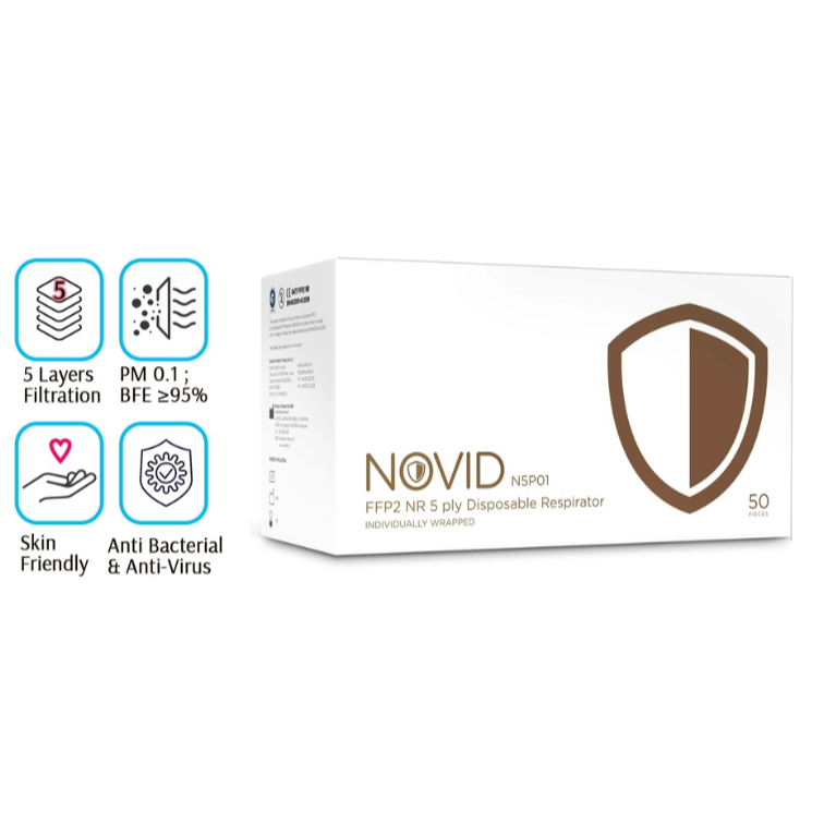 Novid FFP2 5-Ply Disposable Respirator,N95,Medical Grade,Individual ...