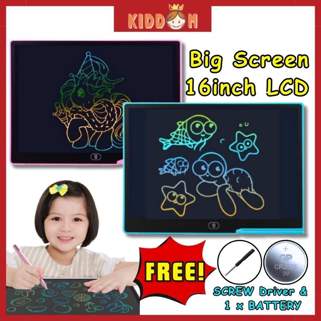 16 Inch LCD Drawing Tablet For Kids - Rechargeable Doodle Board, Eye-Friendly Screen, Perfect Gift For Ages 3-8