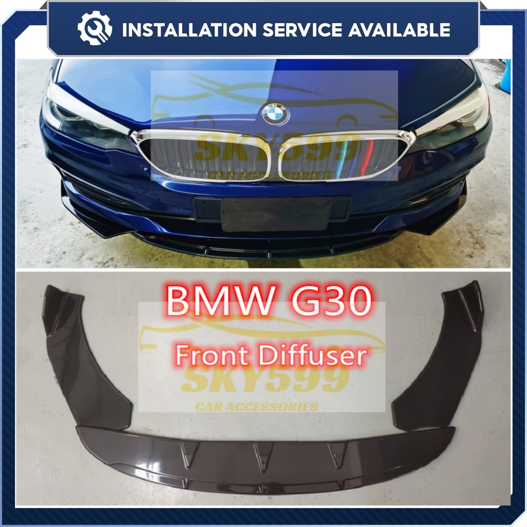 BMW 5 Series G30 Front Bumper Diffuser Lip Wrap Angle Splitters Black ...