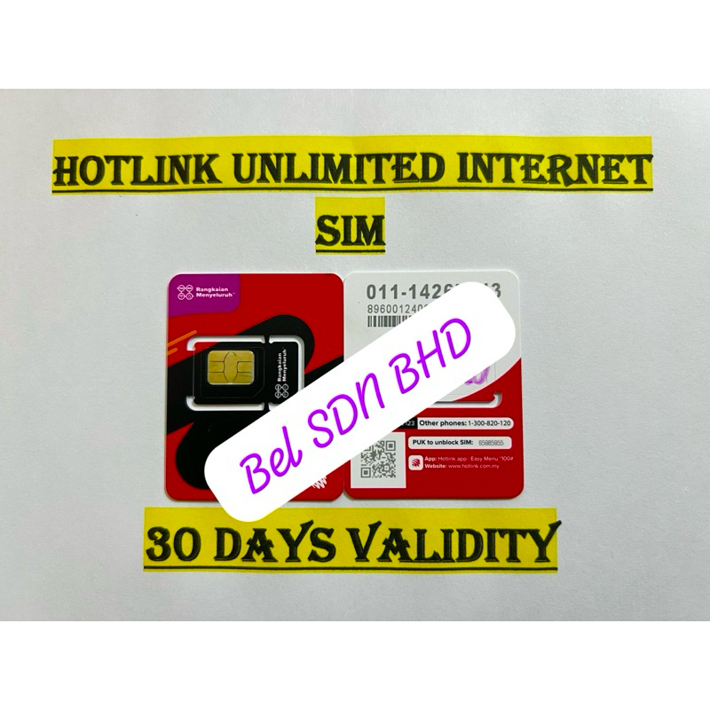 Hotlink Unlimited Internet Sim (100 gb + free local call) | Shopee Malaysia