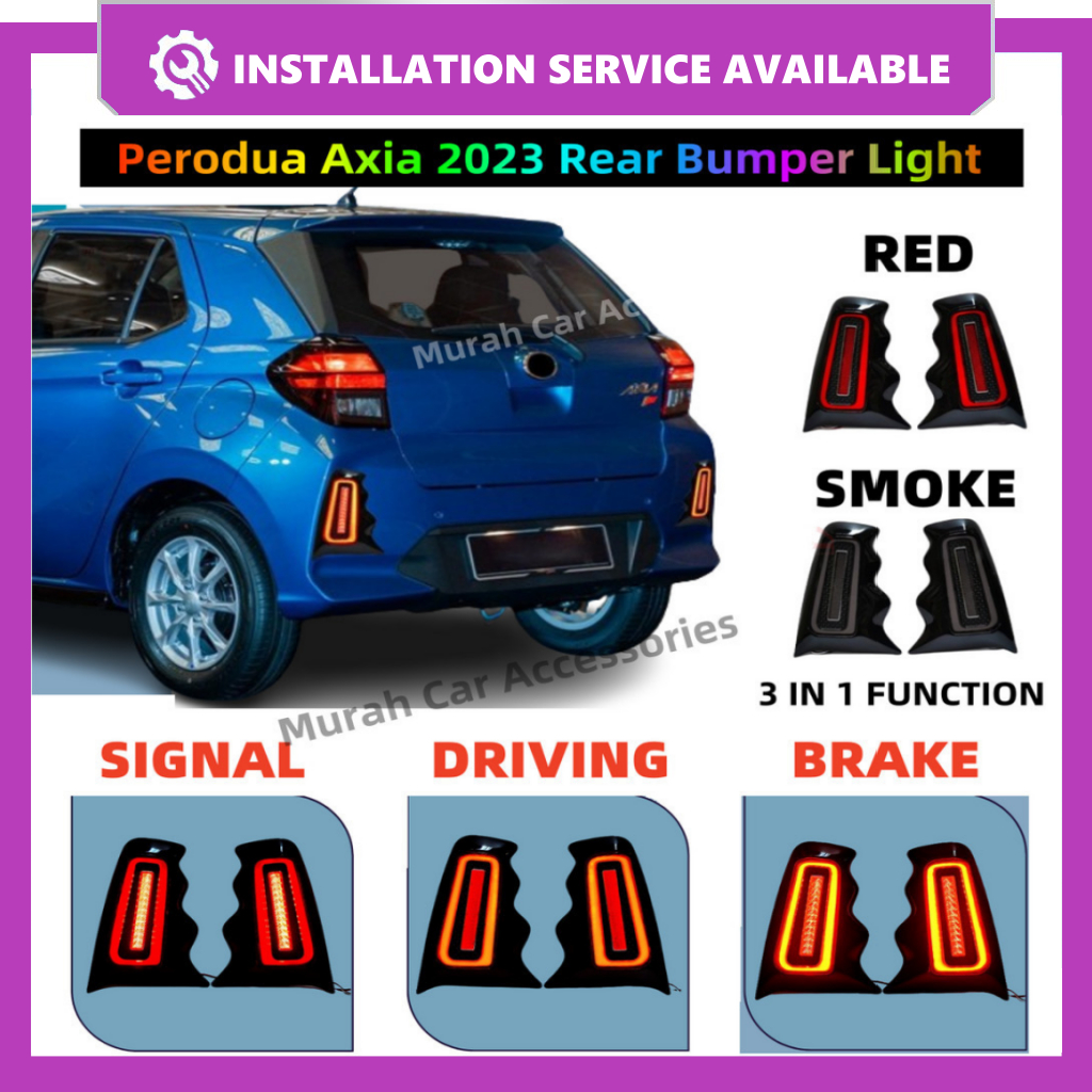 Perodua Axia 2023 Tail Rear Bumper Lights Lamp LED Reflector Signal ...