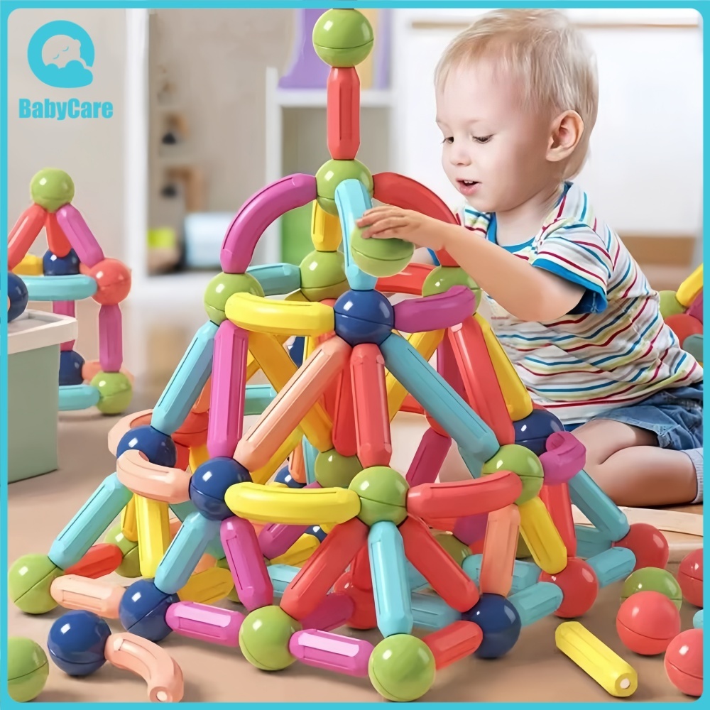 【24H】100PCS Kids Magnetic Stick Balls Building Toy Blocks With Storage ...