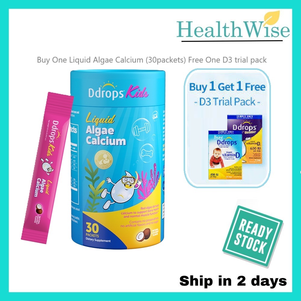DDROPS Kids Liquid Algae Calcium 30 packets x 10ml for 6months baby ...