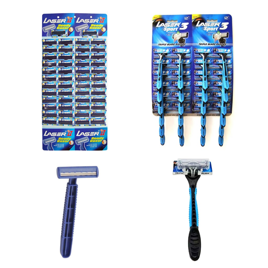 LASER Twin 2 and Triple 3 Blade Disposable Razor ( 1pc ) | Shopee Malaysia