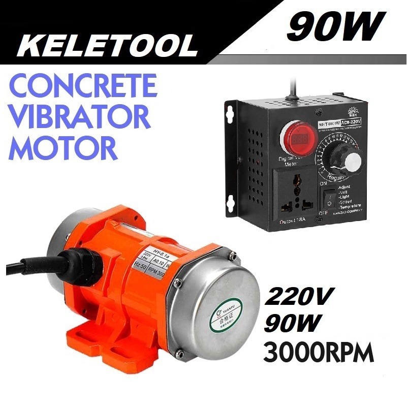 30W Concrete Vibrator Motor 220V 3000RPM – Adjustable Eccentric Force, Industrial Vibrating Asynchronous Motor With Speed Controller