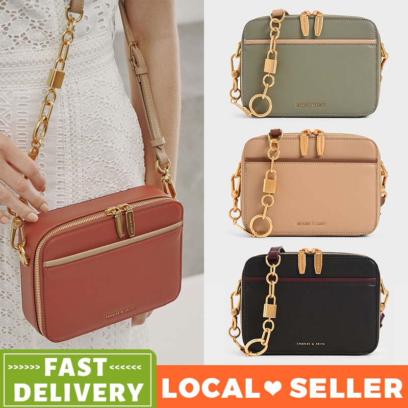 Chunky Chain Handle Two Way Zip Crossbody Bag Double Zip Crossbody Bag 81200014 81200008 Shopee Malaysia