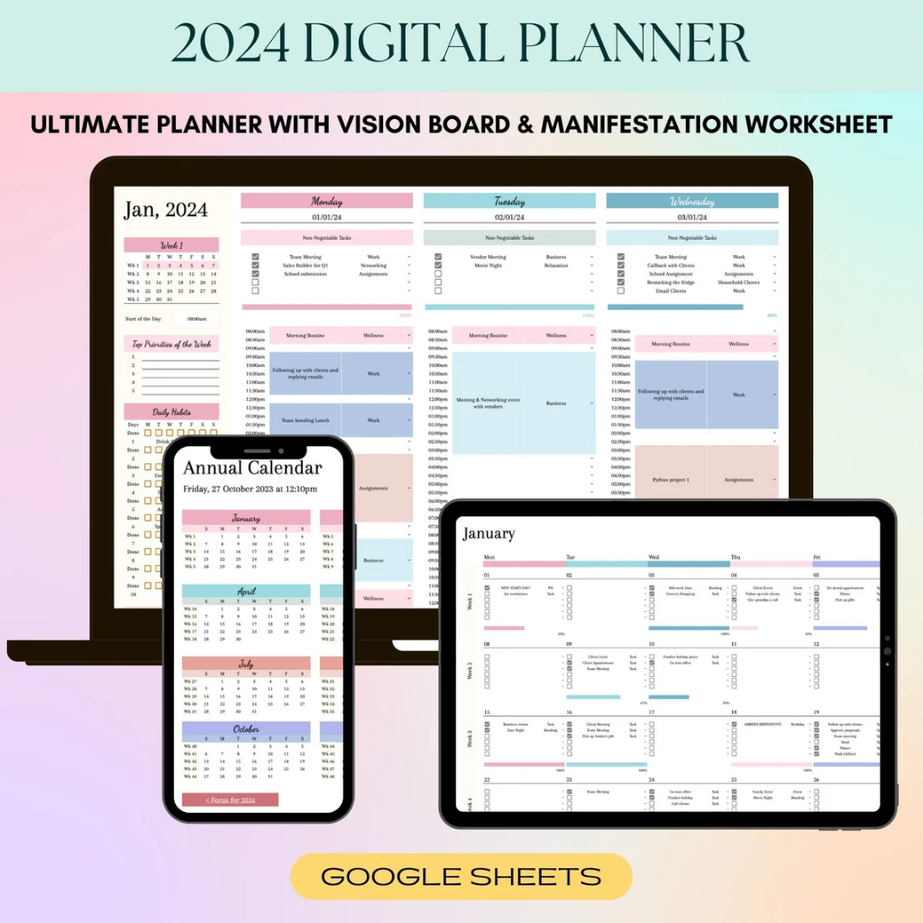 Ultimate Digital Life Planner, Monthly Planning Spreadsheets, Decision