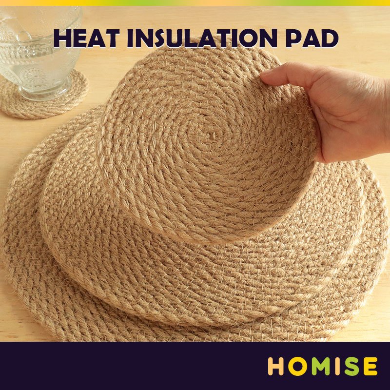 Natural Straw Dining Table Placemats Woven Cup Mats Drink Heat ...