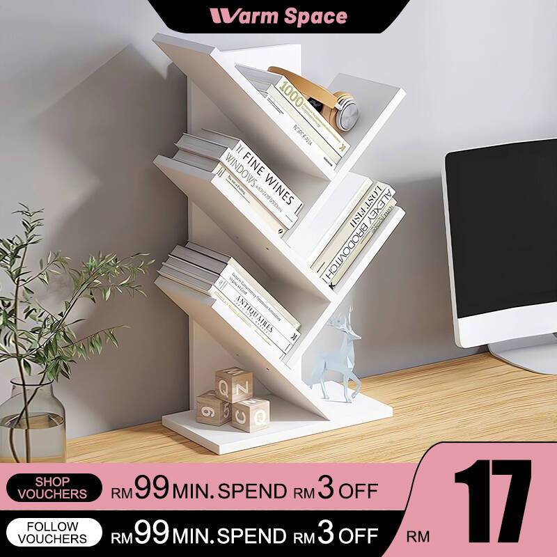 Book Shelf Rak buku Tree Shape Book Rack TableTop Rack 3 Tier/5 Tier ...