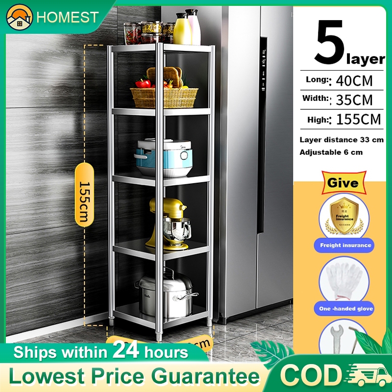 Stainless Steel Kitchen Storage Rack Seam Storage Rack Microwave Rack