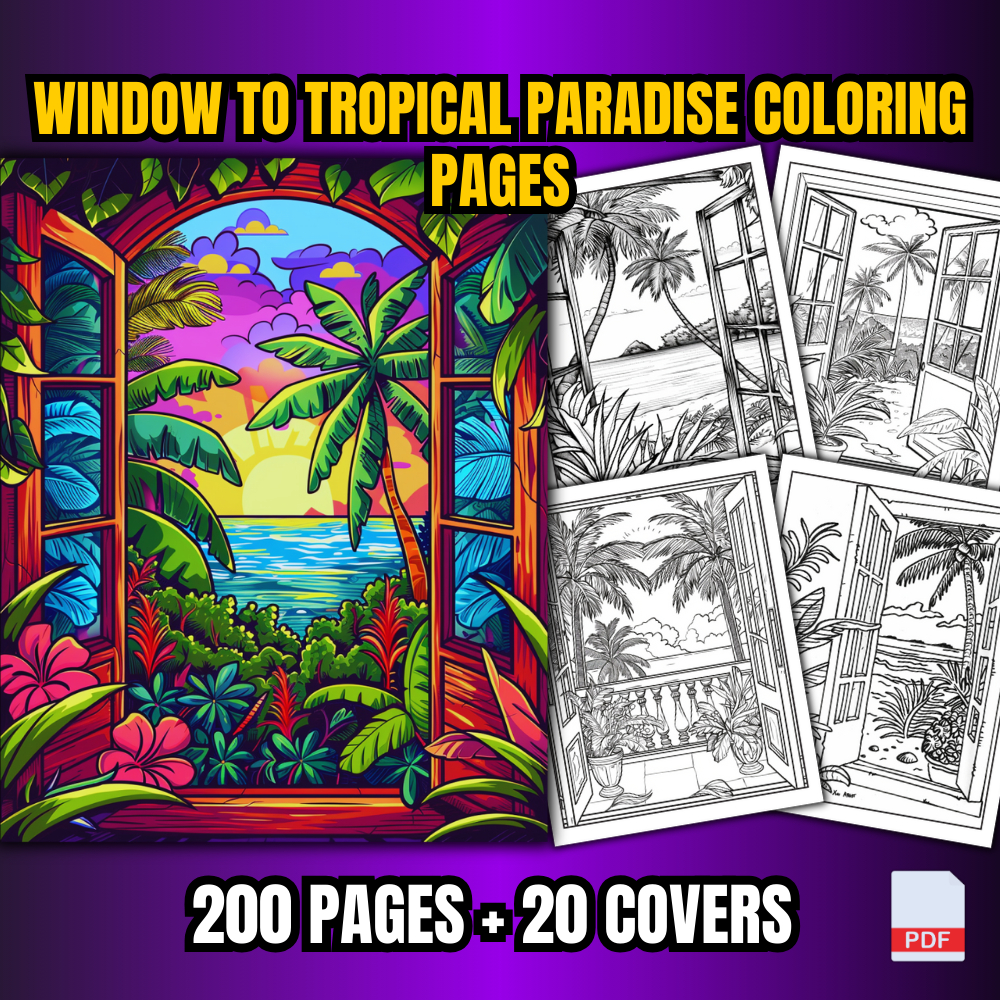 [PDF] WINDOW TO TROPICAL PARADISE COLORING PAGES FOR ADULTS (20 PAGES ...