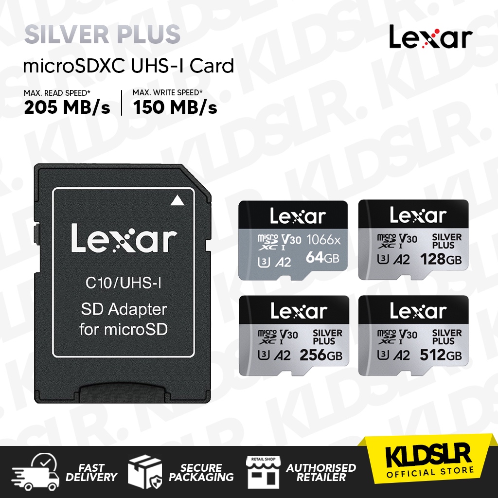 Lexar Professional Silver Plus micro SDXC UHS-I Card 64GB/128GB/256GB ...