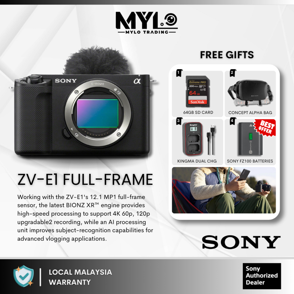Sony ZV-E1 ZVE1 Full-Frame Vlog Camera All Interchangeable Lens Cameras  Sony Malaysia Warranty