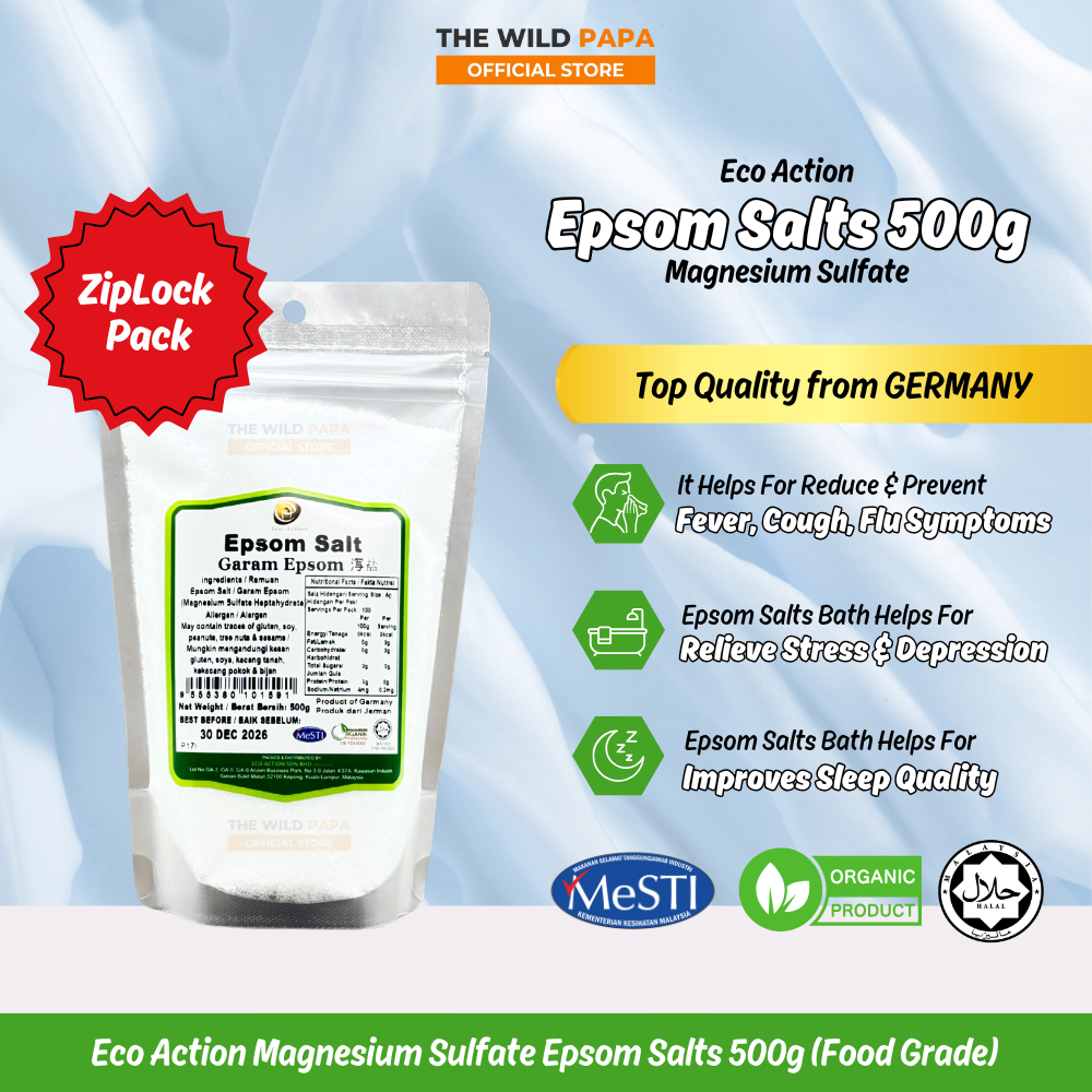 ECO ACTION Epsom Salts(Magnesium Sulfate)500g Food Grade, For Bath