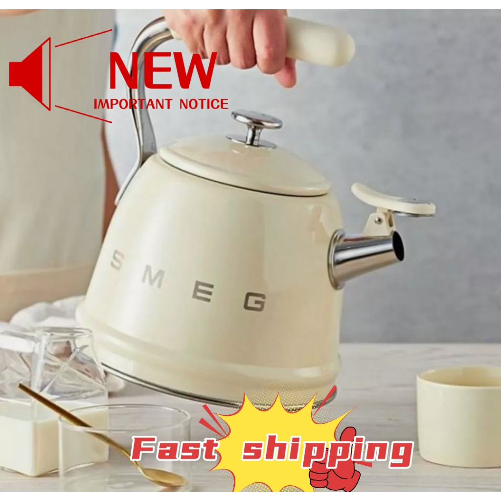 Whistling Kettle Cream Teapot Smeg SMEG Stainless-Steel Whistling