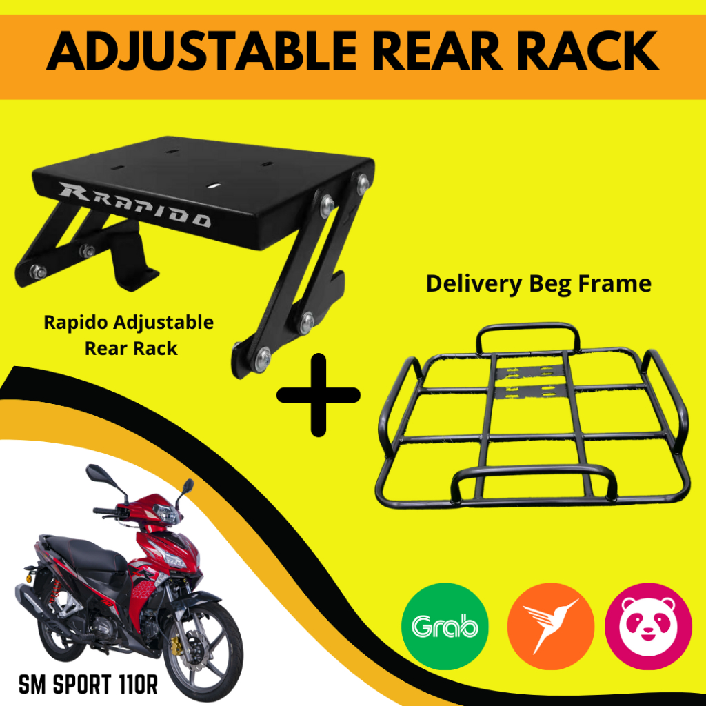 [READY STOCK] SYM SM SPORT 110R RAPIDO ADJUSTABLE REAR RACK WITH ...