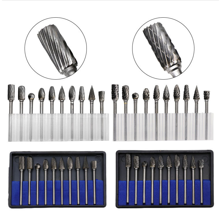10Pcs Tungsten Carbide Double Cut Rotary Point Burr 1/8