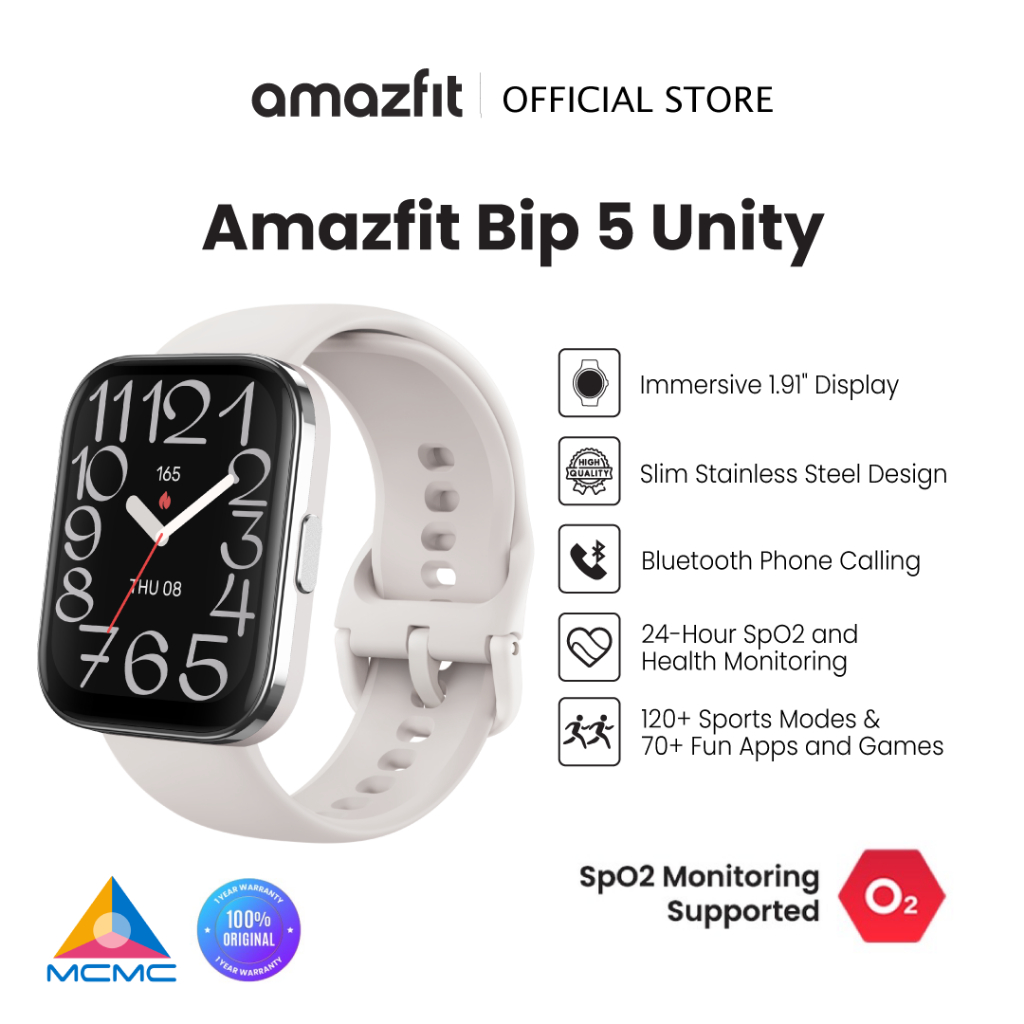 Amazfit Bip 5 Unity 46mm Smart Watch with 70 Apps Games Fitness Activity Tracker with 11 Day Battery 120 Sport Shopee Malaysia