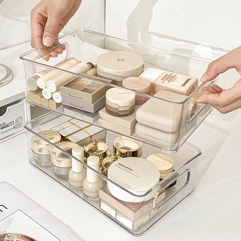 Storage Box Organizer Transparent Stackable Mask Makeup Hairclip ...