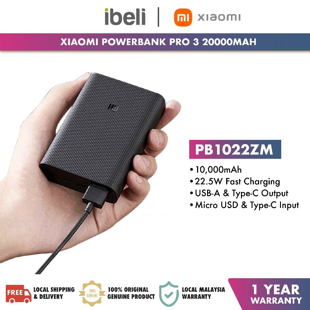 Xiaomi Fast Charging 3 10000mAh Powerbank (22.5W) PB1022ZM | Shopee ...