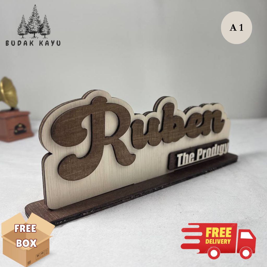 CUSTOM NAME DESK PLATE | TANDA NAMA MEJA | NAME STAND PLATE | Shopee ...