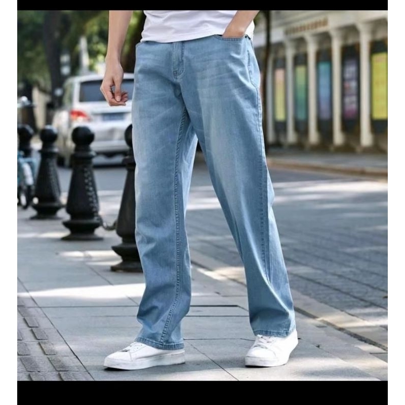Ready stock 👖 Men's Straight cut Denim Long Jeans Pants #LOOSE FITTING ...