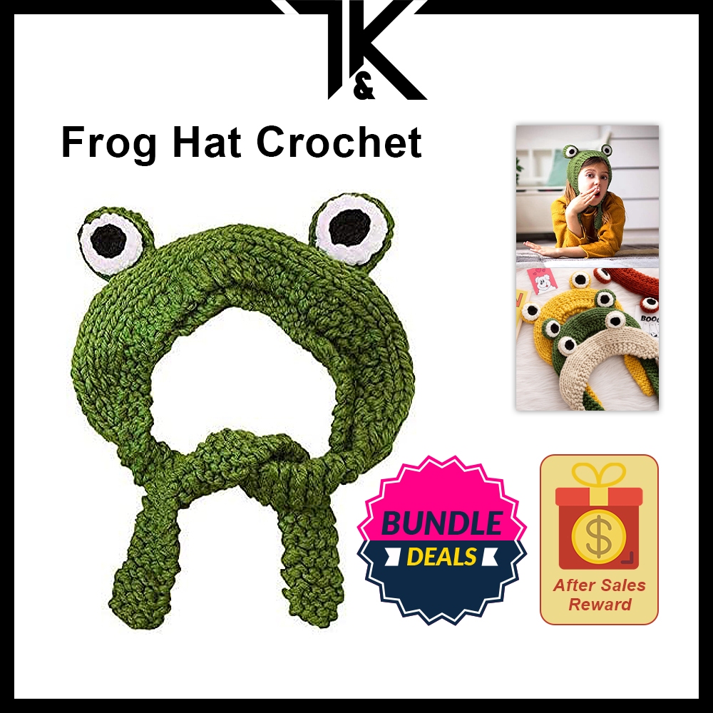 [LOCAL] Winter Cute Crochet Frog Hat Beanies / Knitted Earflap Cap ...