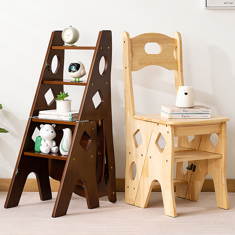 Solid Wood Ladder Chair Household Ladder Chair Foldable Dual-Purpose ...