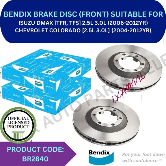 BENDIX GENUINE DISC BRAKE ROTOR (FRONT) FOR ISUZU DMAX [TFR, TFS] '06 ...