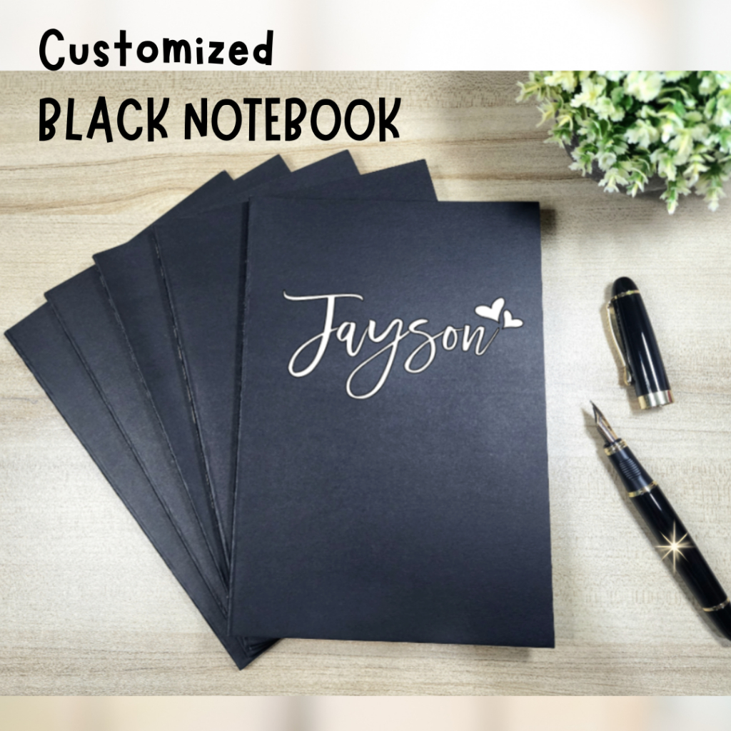 Customized Notebook with Name | A5 Kraft Black Thin Exercise Notebook ...