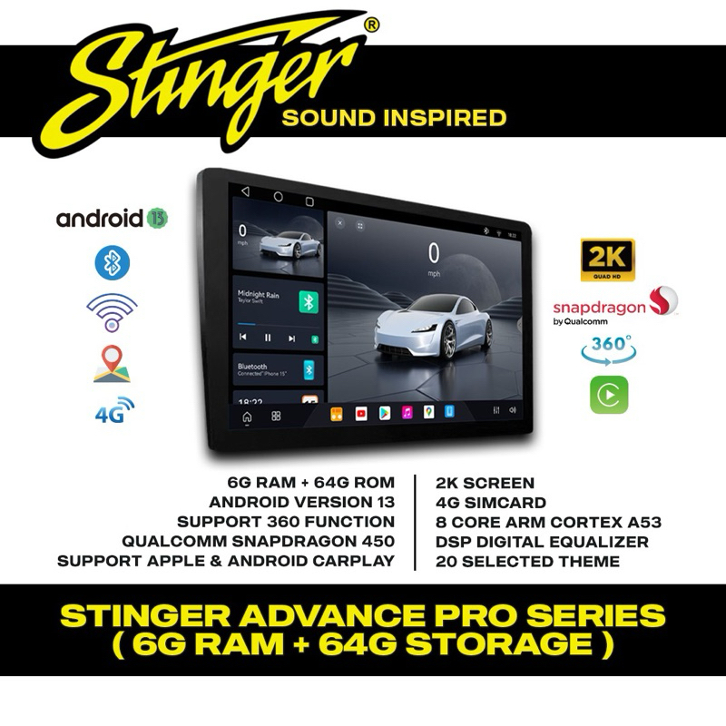 Pemain Android Kereta Stinger Advance Pro 8 Core Android Player 6Ram ...