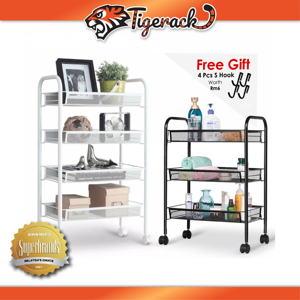 TIGERACK [Ready Stock] Trolley Rack Metal Steel Trolley Storage Rack ...