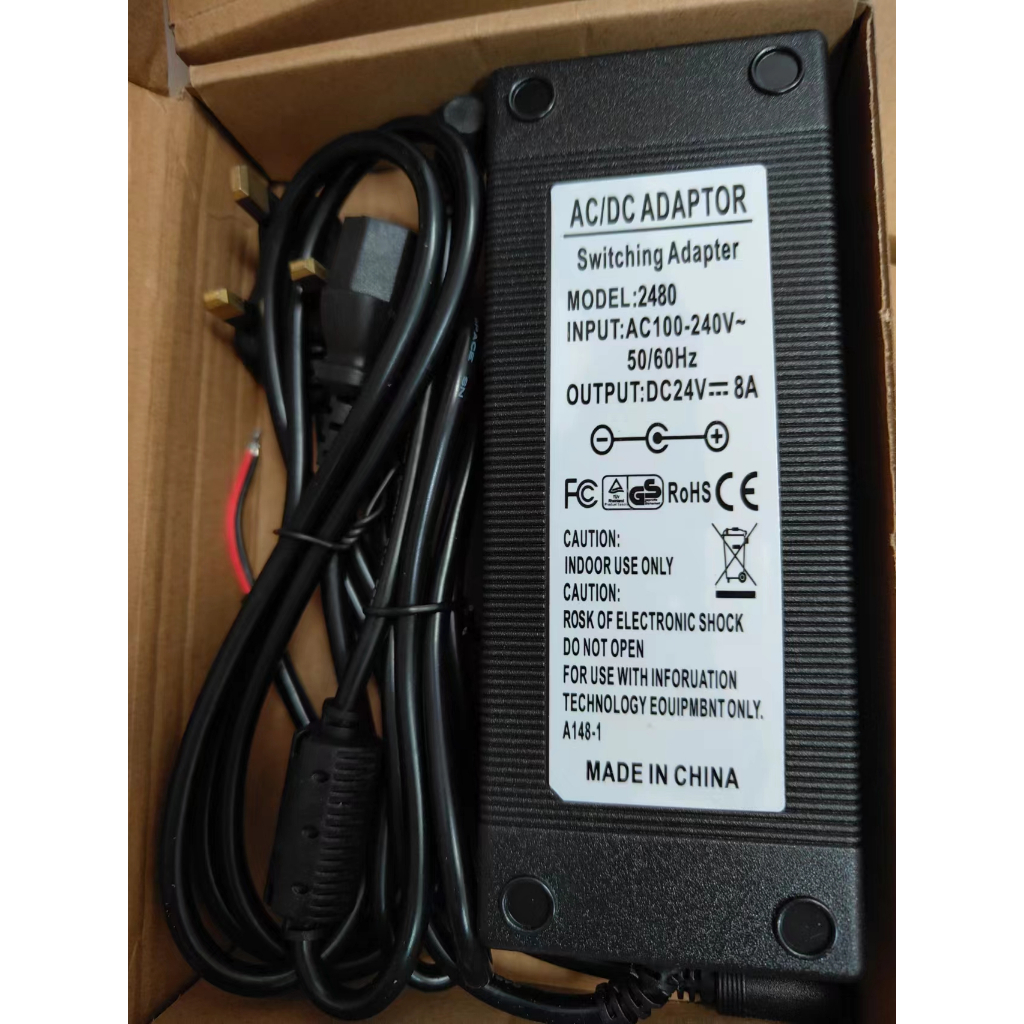 Power Supply Adapter 24V 8A With Power Cod (5.5mm x 2.5mm) | Shopee ...